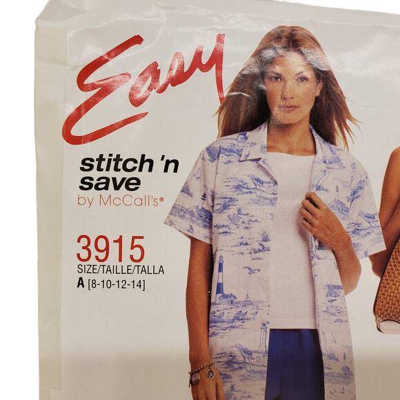McCalls Easy Stitch n Save Womens Pull On Shorts 3915 Size 8-14 CUT Vintage - Picture 3 of 7